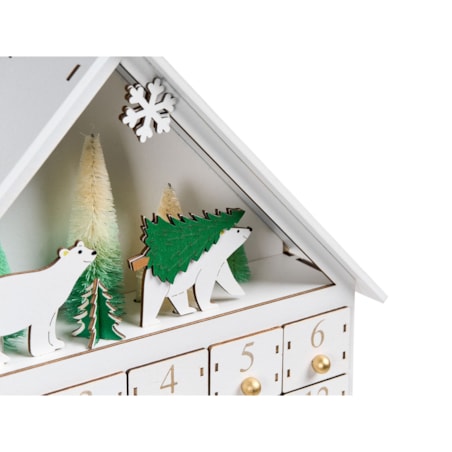 Dekoracja świąteczna LED MJOSA Kalendarz adwentowy 33 cm Biały