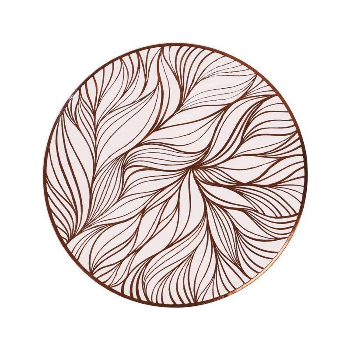 Podkładka dekoracyjna na stół "liście" śr 38cm | biały/miedź