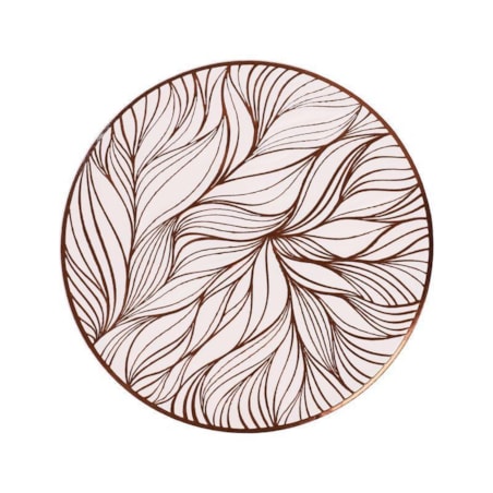 Podkładka dekoracyjna na stół "liście" śr 38cm | biały/miedź
