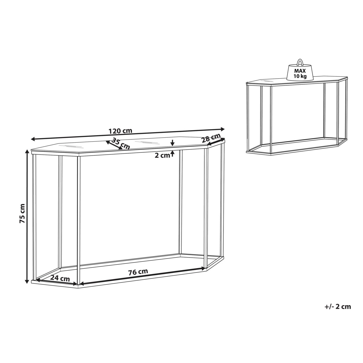 Konsola efekt marmuru biało-czarna PERRIN