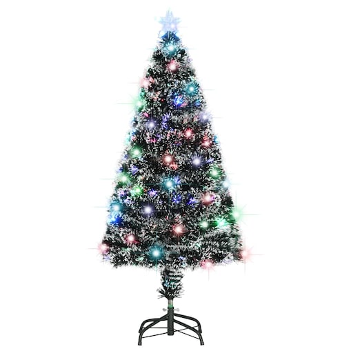 vidaXL Sztuczna choinka z LED i stojakiem 120 cm, włókno optyczne