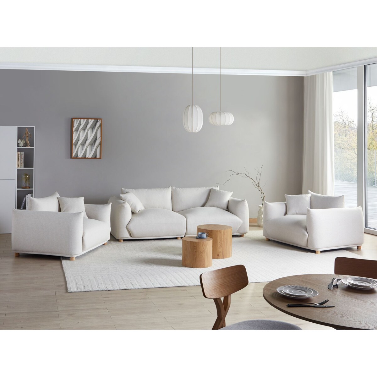 Zestaw wypoczynkowy 5-osobowy złamana biel LUVOS