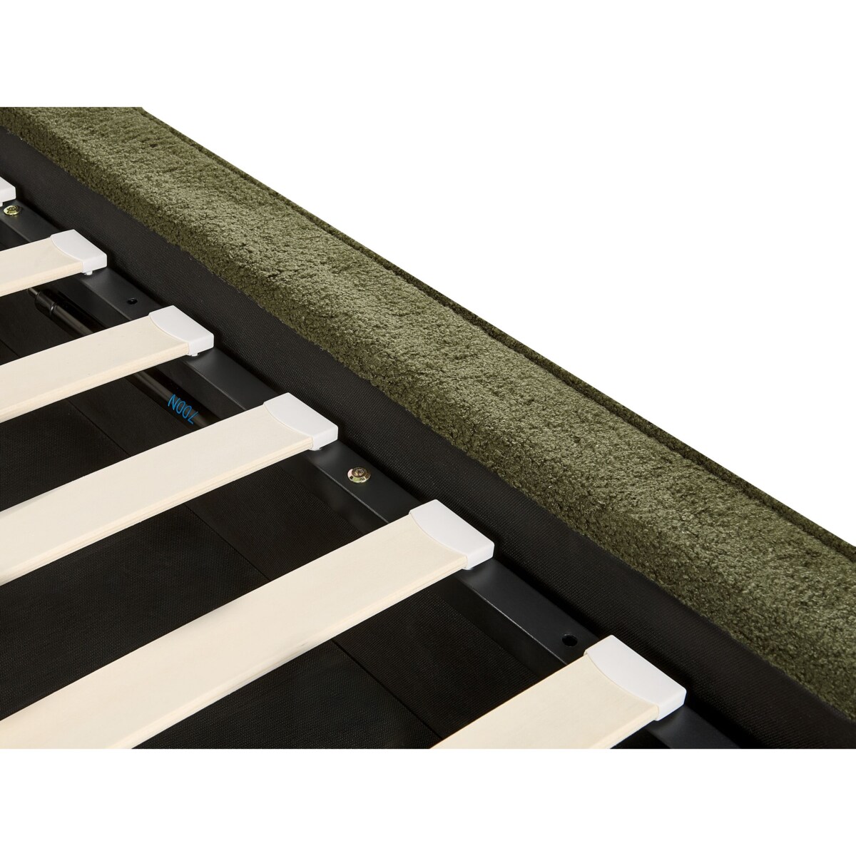 Łóżko z pojemnikiem boucle 160 x 200 cm ciemnozielone MOISSAC