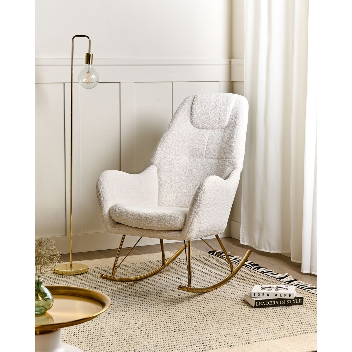 Fotel bujany GULSELE Boucle Złamana biel