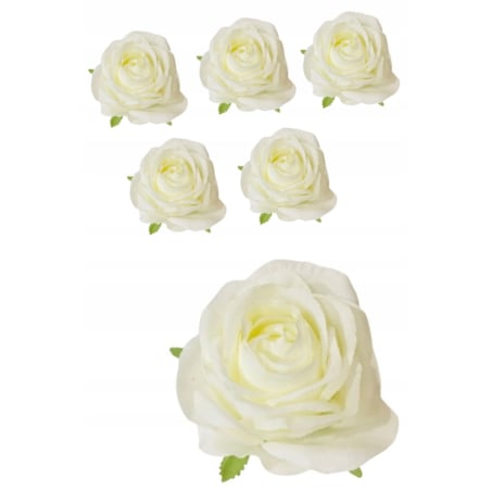 6x Róża sztuczna wyrobowa do wiązanek główka pąk cmentarz kwiaty BIAŁA duża