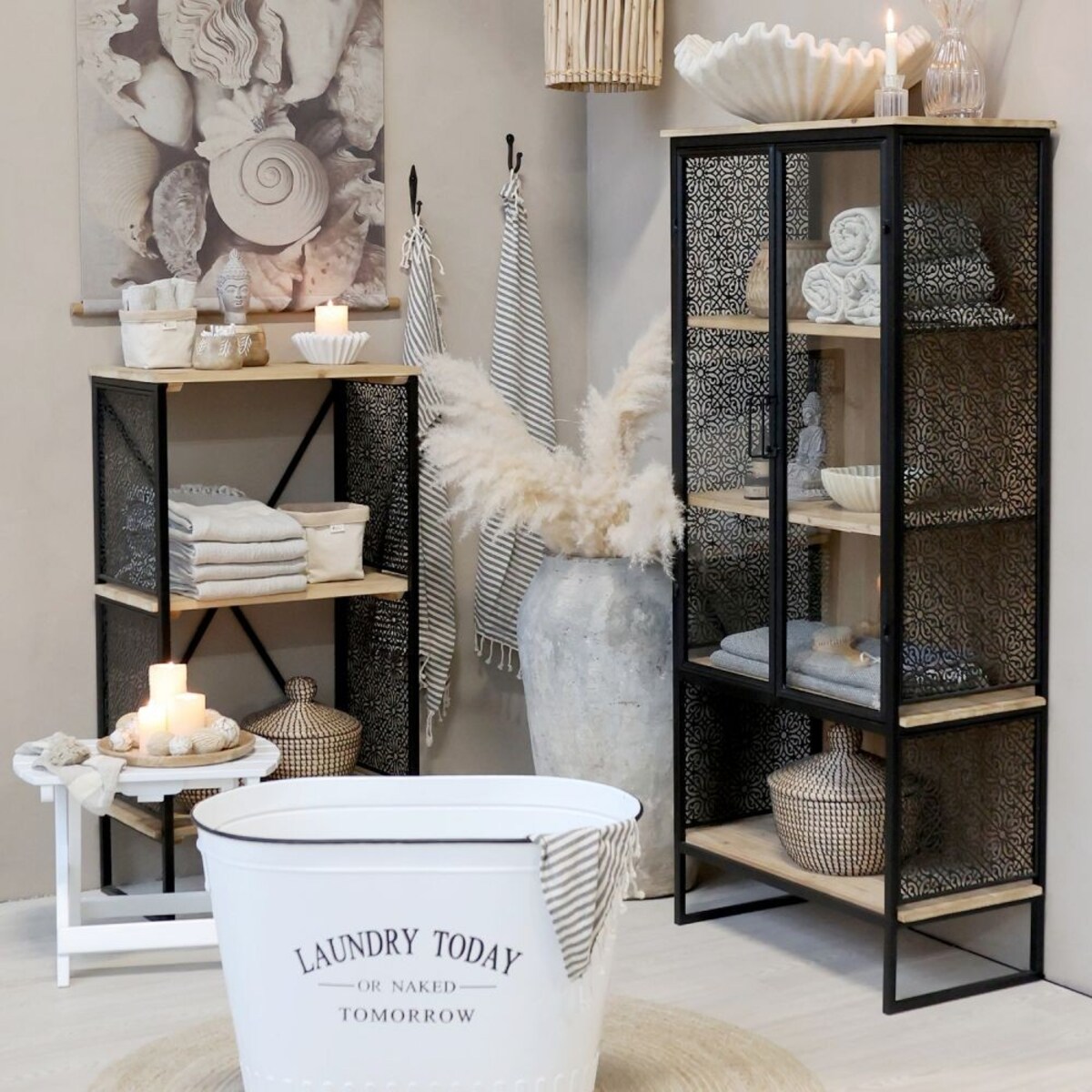 Witryna ażurowa czarna Venice 160 cm