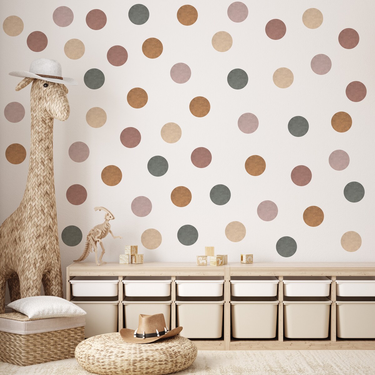 Naklejki Na Ścianę Dla Dzieci KROPKI Grochy Styl Boho Zestaw 50 szt.