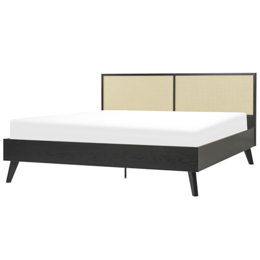 Łóżko rattanowe 180 x 200 cm czarne MONPAZIER