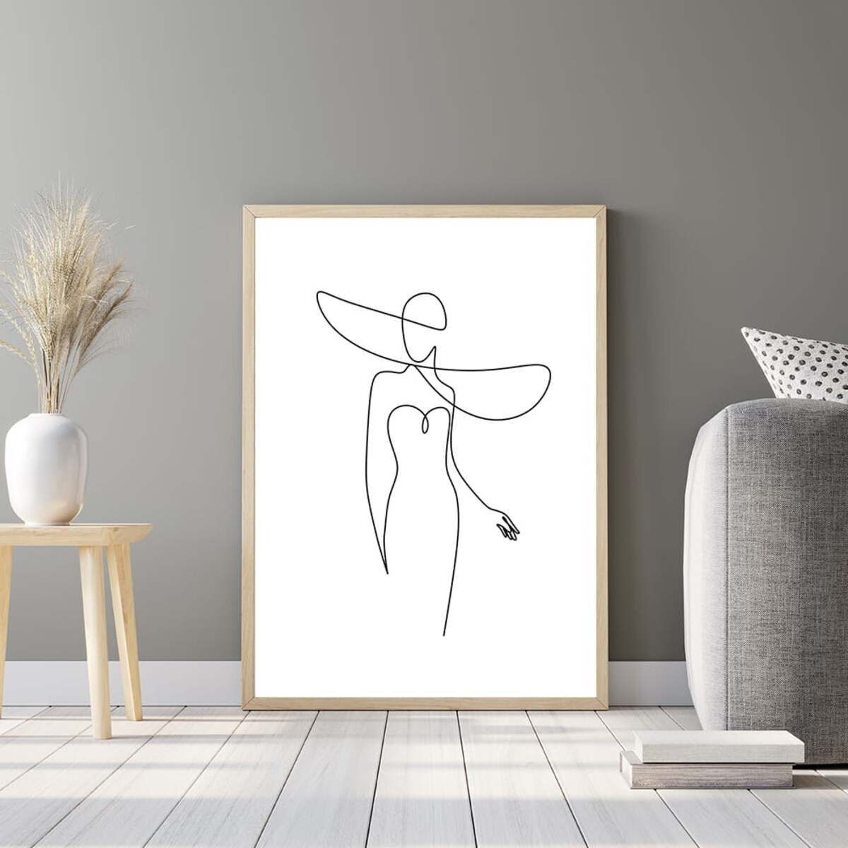 plakat line art woman in dress 4 50x70 cm