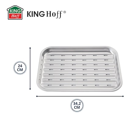 Tacka do grillowania, wielokrotnego użytku, 34x24x2cm, stal nierdzewna, KINGHOFF