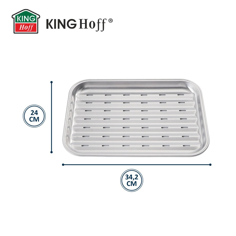 Tacka do grillowania, wielokrotnego użytku, 34x24x2cm, stal nierdzewna, KINGHOFF