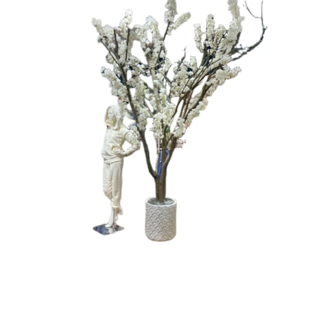 Drzewo kwitnącej jabłoni białej na naturalnym pniu 280 cm