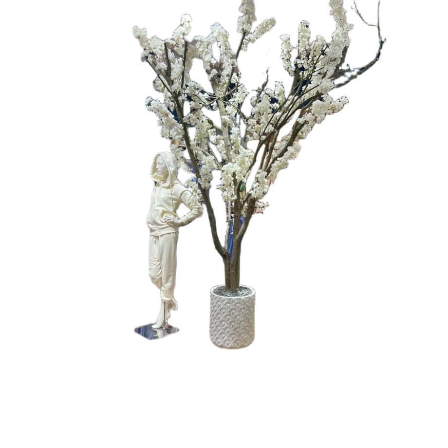 Drzewo kwitnącej jabłoni białej na naturalnym pniu 280 cm