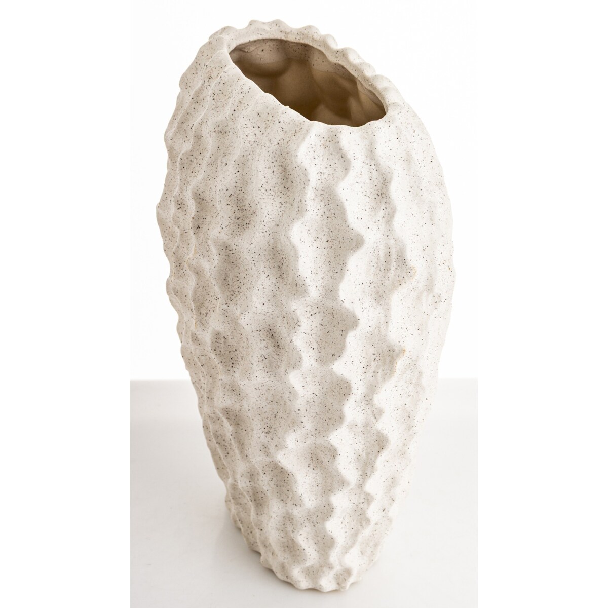 Osłonka wazon ceramiczny prążkowany 27x17X10,5 cm FIBI biały