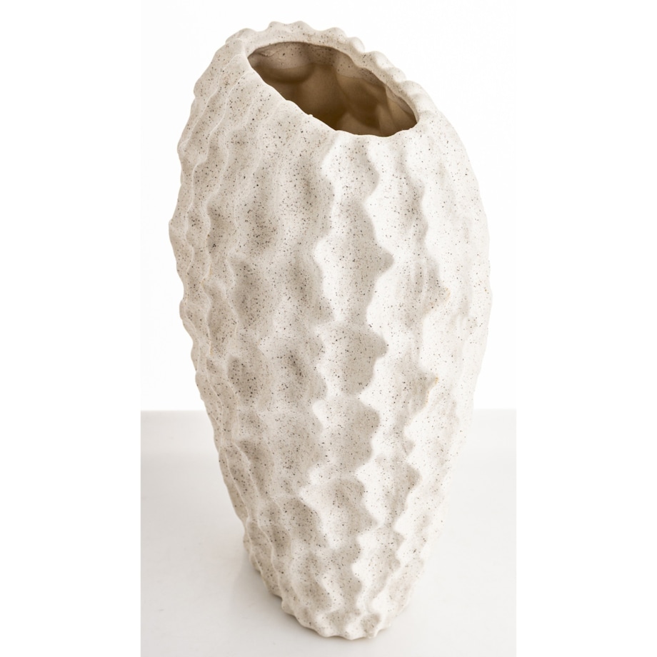 Osłonka wazon ceramiczny prążkowany 27x17X10,5 cm FIBI biały