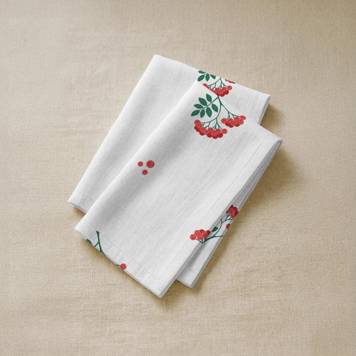 Serwetki świąteczne - jarzębinowe gałązki (2szt.)