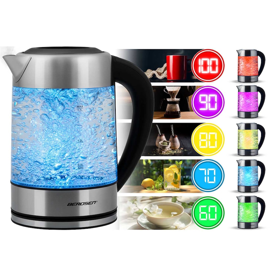 Czajnik elektryczny szklany z regulacja temperatury 1,7l Berdsen 371400