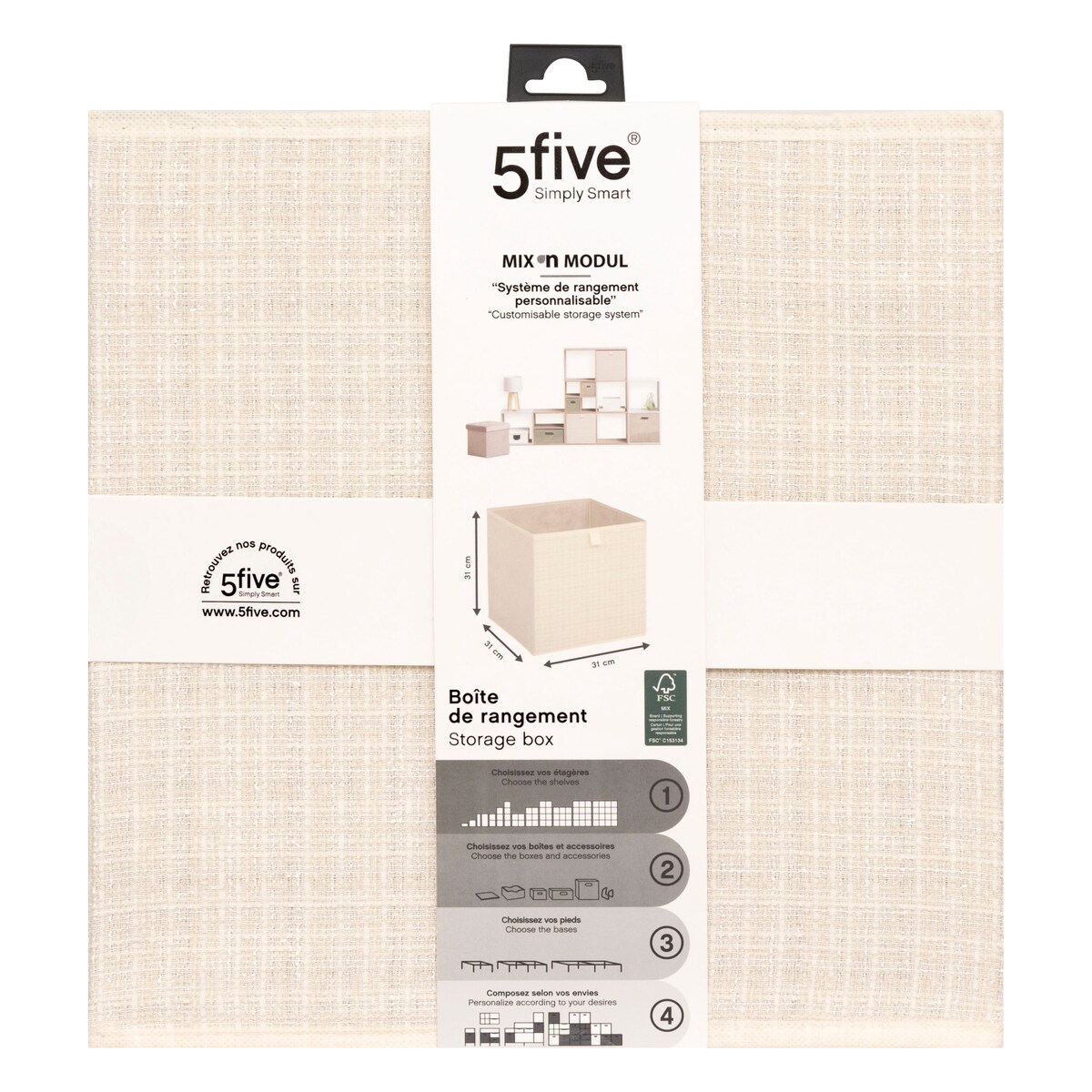 Pojemnik tekstylny MIX N'MODUL, 31 x 31 x 31 cm