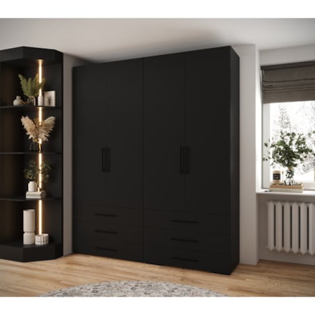 Garderoba wysoka do przedpokoju INOVA 3 Z16 czarny+czarny