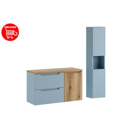 Zestaw meblowy 100cm z blatem, szafką z koszem na praniem i szafką wysoką SET-NOD B OAK 100CM S LB HC