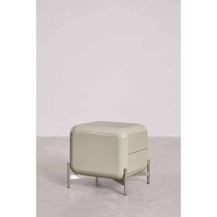 Szafka nocna 45x45 cm z MDF, błyszcząca Alazne miętowa