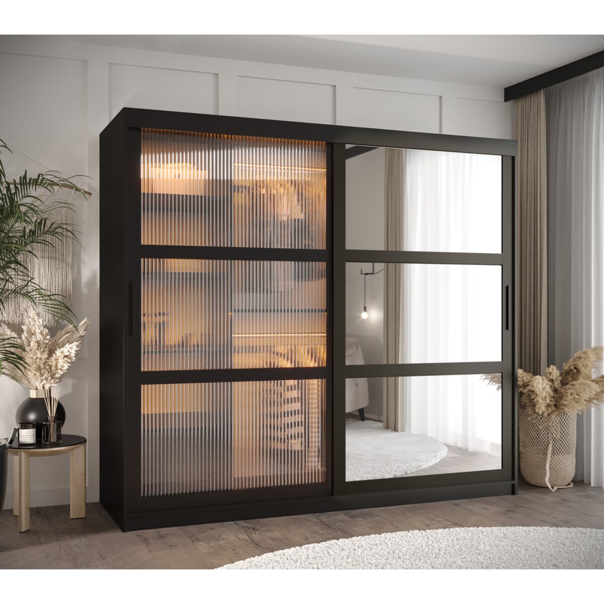 Szafa przesuwna Garderoba FLUTES 2 200 czarny