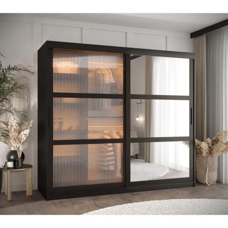 Szafa przesuwna Garderoba FLUTES 2 200 czarny