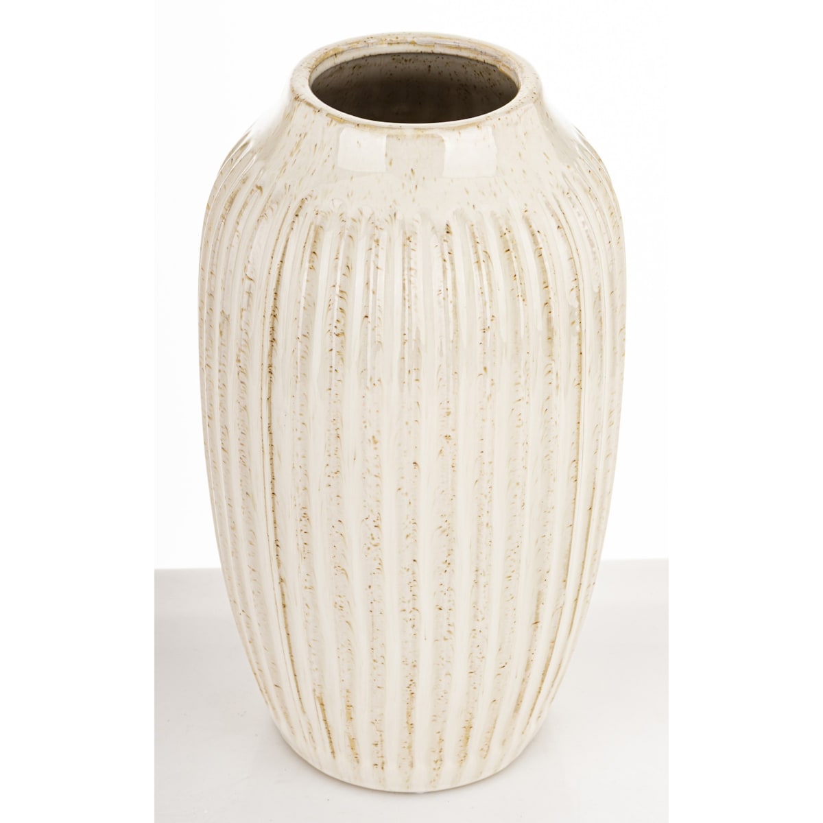 Osłonka wazon ceramiczny prążkowany 31x16x16 cm FIBI-2 biały