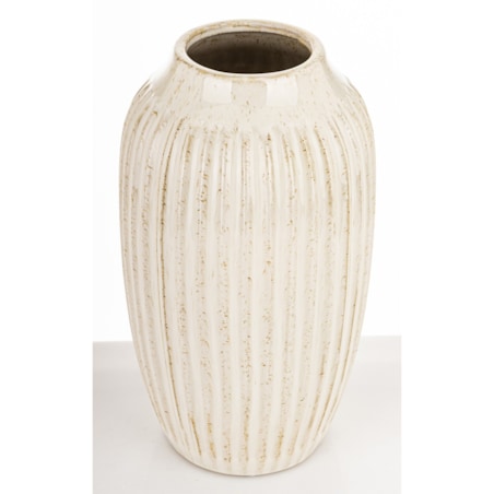 Osłonka wazon ceramiczny prążkowany 31x16x16 cm FIBI-2 biały