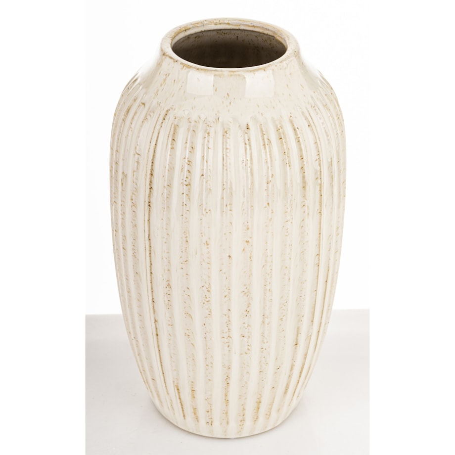 Osłonka wazon ceramiczny prążkowany 31x16x16 cm FIBI-2 biały