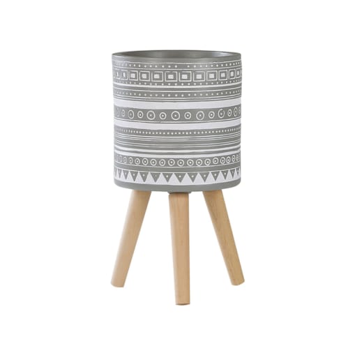 Doniczka na stojaku 30 x 30 x 55 cm jasnoszara NAUSA