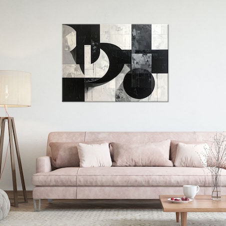 Obraz do salonu sypialni biura loftu, Czarno biała geometryczna abstrakcja