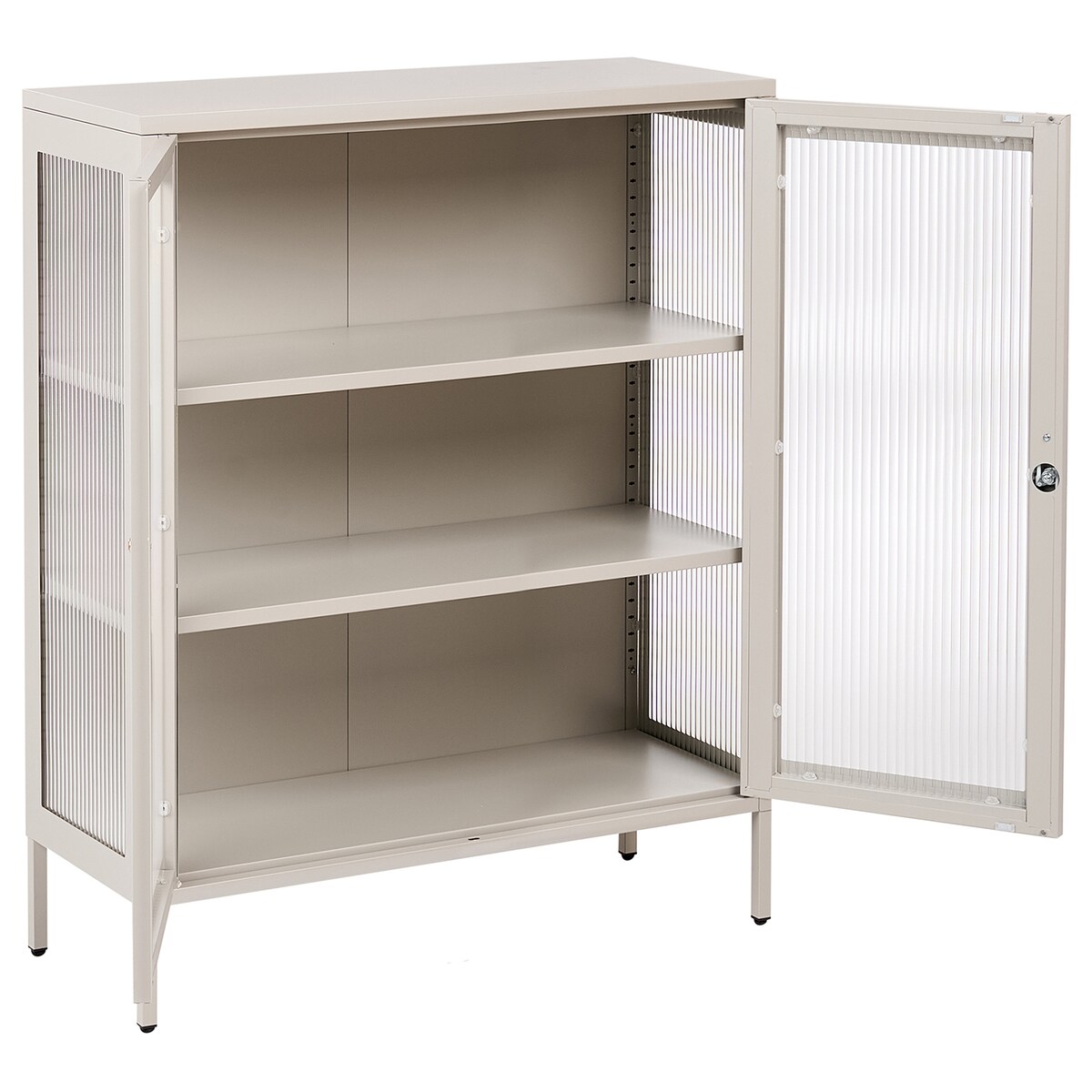 Witryna ze szklaną gablotą HARLYN 90 cm Metal Beżowy