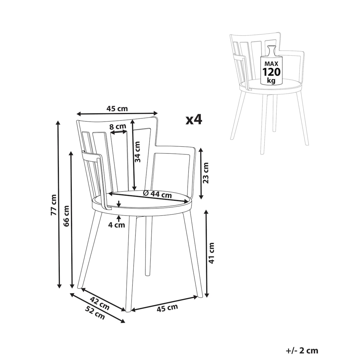 Zestaw 4 krzeseł do jadalni MORILL Czarny