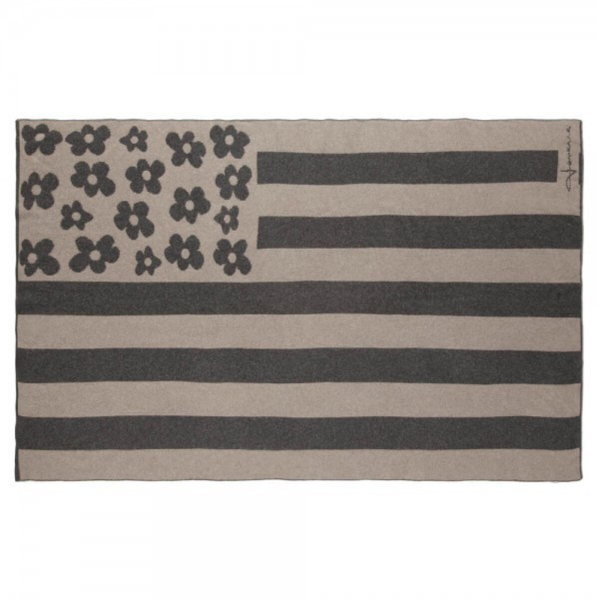 Koc wełniany Manta Flowers Lin-Gris Oscuro/Linen-Dark Grey
