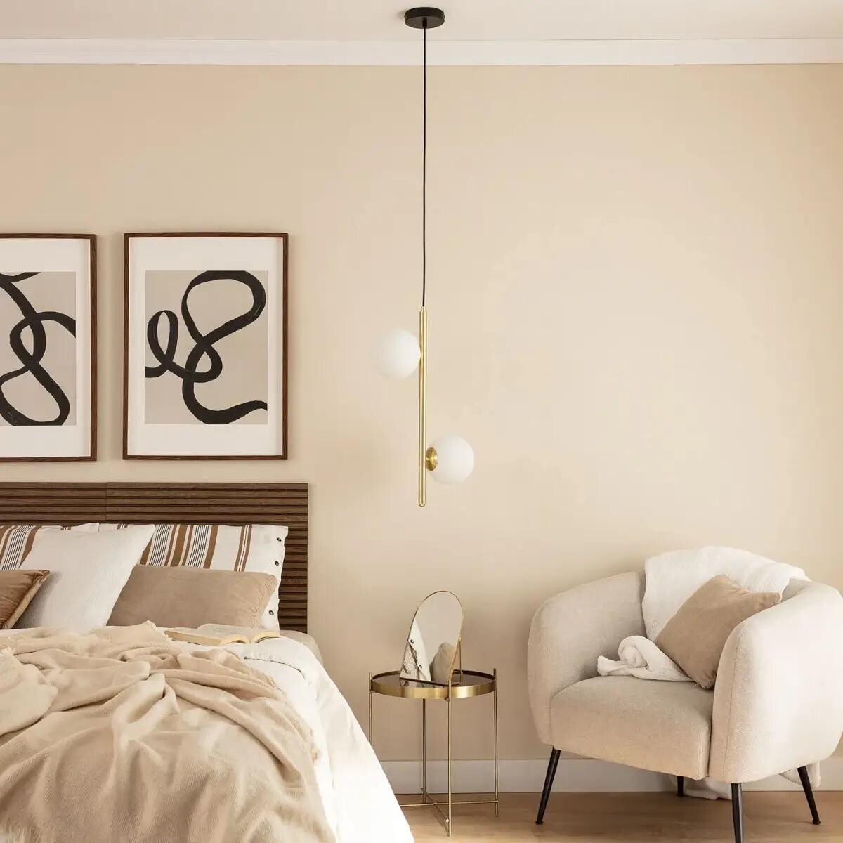 Zwieszana lampa kulista Milano ABR-LWB-E27 Abruzzo szklana biały złoty