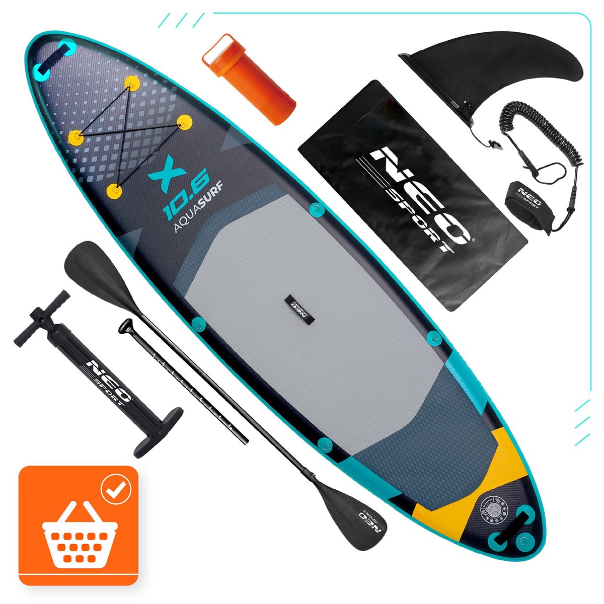 Deska SUP do pływania Neo-Sport stand up paddle Aquasurf 320cm pompowana zestaw