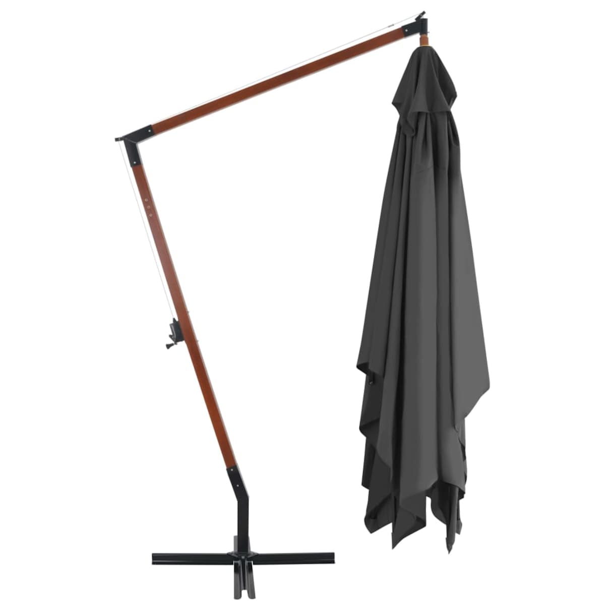 vidaXL Wiszący parasol z drewnianym słupkiem, 400x300 cm, antracytowy