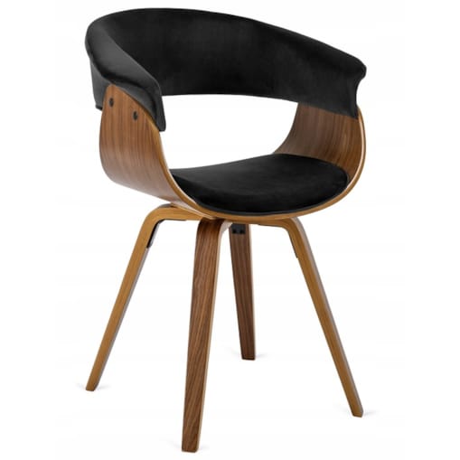 Krzesło Do Salonu Jadalni Kuchni Welurowe Drewno Gięte Loft Czarne OHIO 2