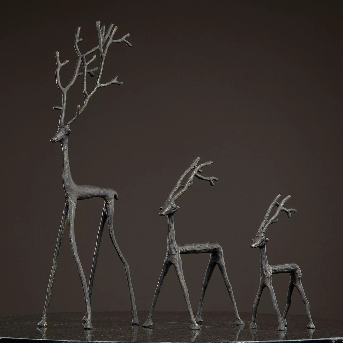 FIGURKA RENIFER JELEŃ 29cm świąteczna metalowa czarna prezent na święta