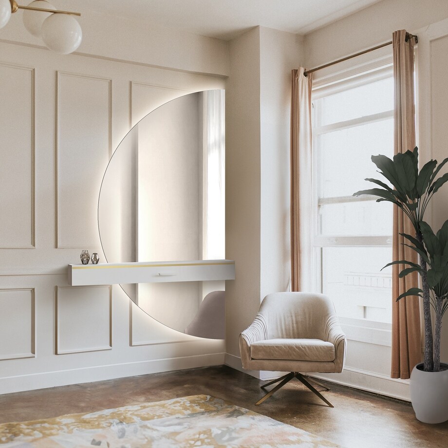 Lustro półokrągłe w dwóch częściach z podświetleniem - DOPPIO LED