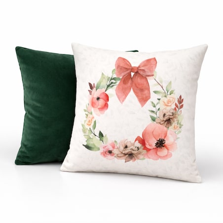 Poszewka welurowa wianek 45x45 z motywem kwiatowym