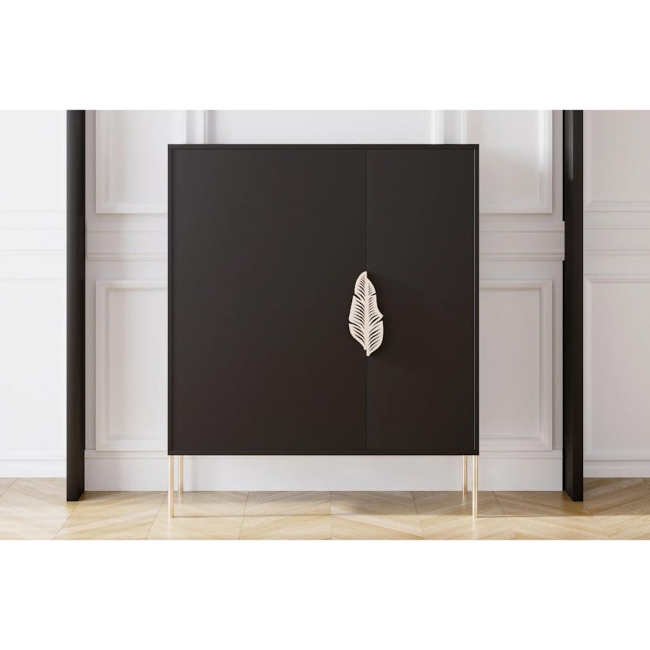 Czarna komoda / szafka na buty Skandica MERLIN ze złotymi dodatkami