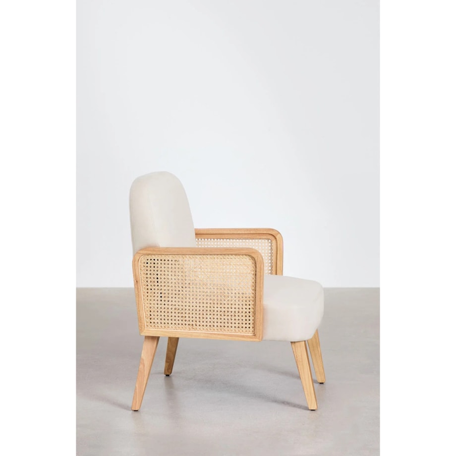 Fotel wypoczynkowy z plecionymi podłokietnikami King, naturalny