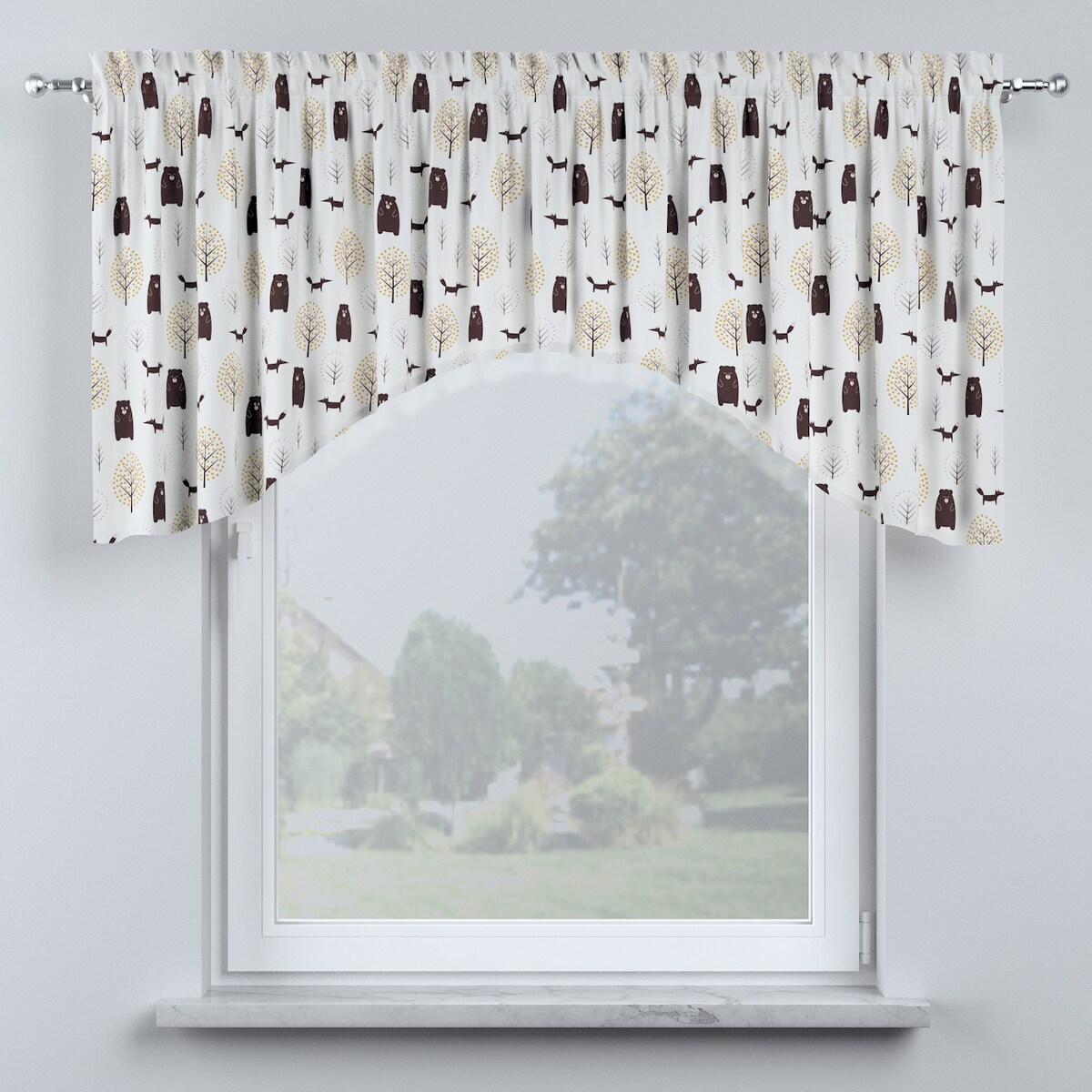 Lambrekin łuk 200x75 ecru-brązowy