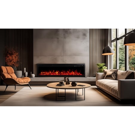 Kominek elektryczny AFLAMO Royal PRO 120 - ścienny i do zabudowy - 120x38x16 cm - kominek LED z funkcją grzania 750/1500 W