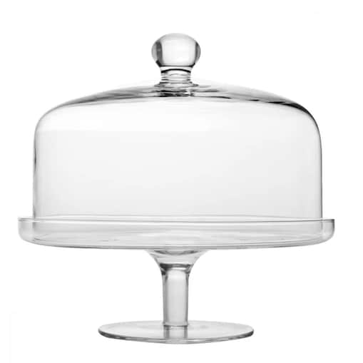 Patera z Kloszem Glamour Krosno 31 cm na Nodze Stopce Duża do Serwowania