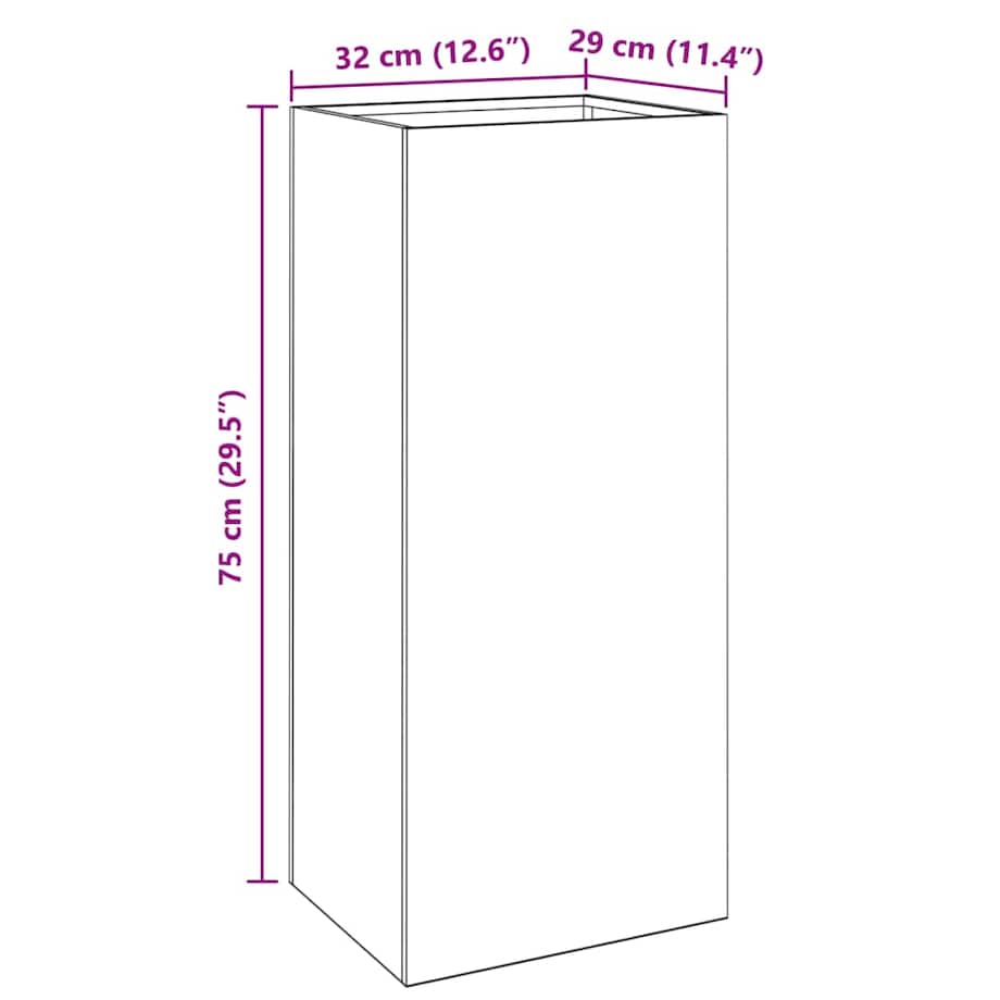 vidaXL Donica, biała, 32x29x75 cm, stal