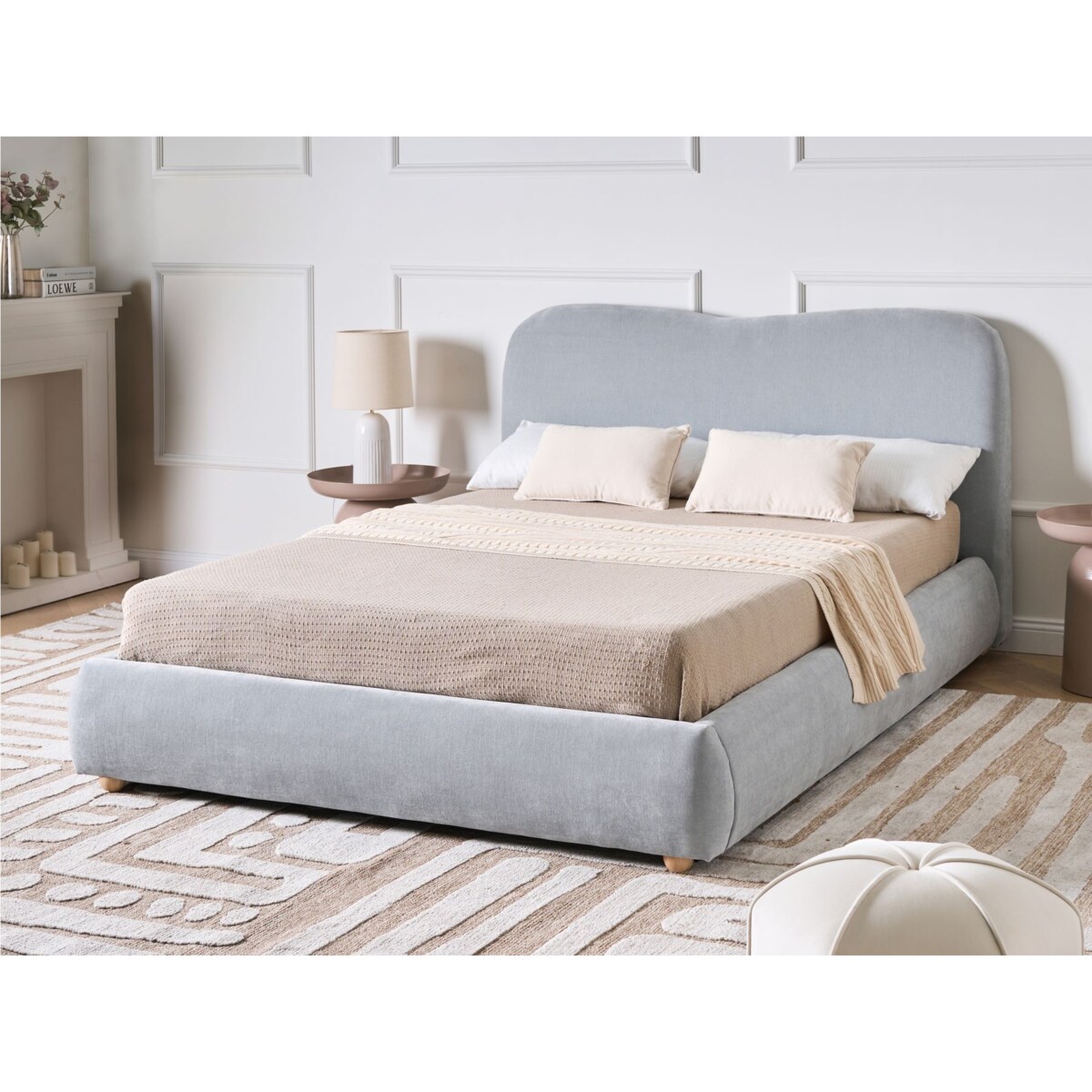 Łóżko z pojemnikiem BLAGNAC 140 x 200 cm Błękitny