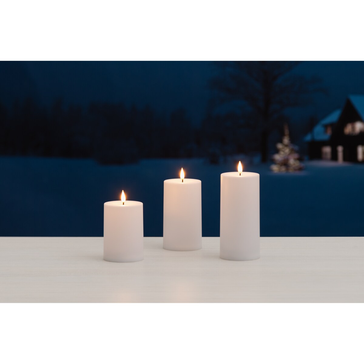 Świece LED, zewnętrzne, 3 sztuki, 10-15 cm